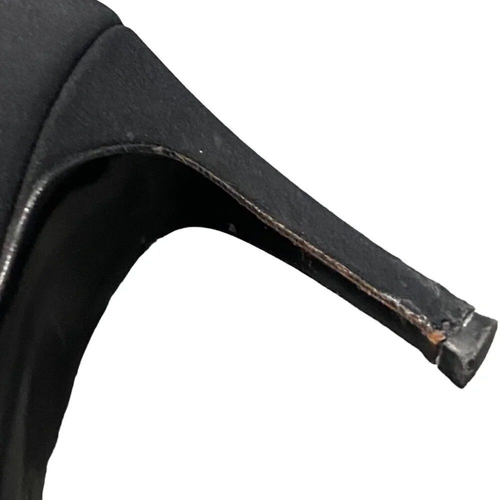 YVES SAINT LAURENT Women Pumps Size 7 Black D'orsay Pointy Toe Heels Career Work - Picture 9 of 16